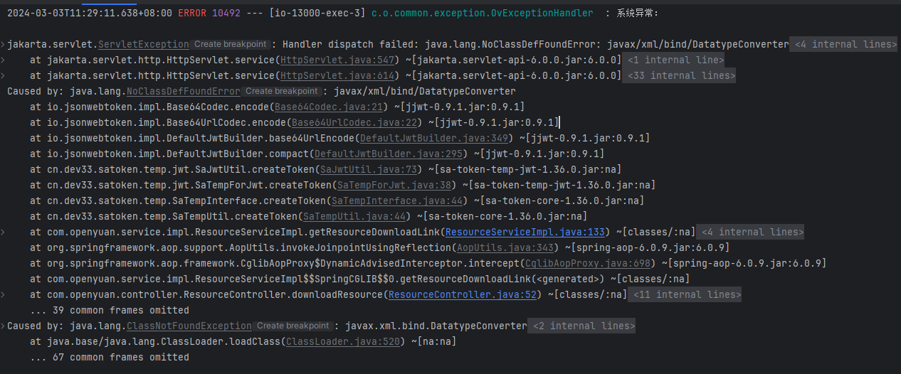 整合sa-token-temp-jwt报错未找到javax/xml/bind/DatatypeConverter类 · Issue # ...